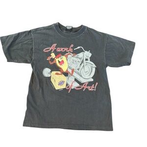 T Shirt Harley Davidson A Work of Art Tasmanian devil Dk Gray Large